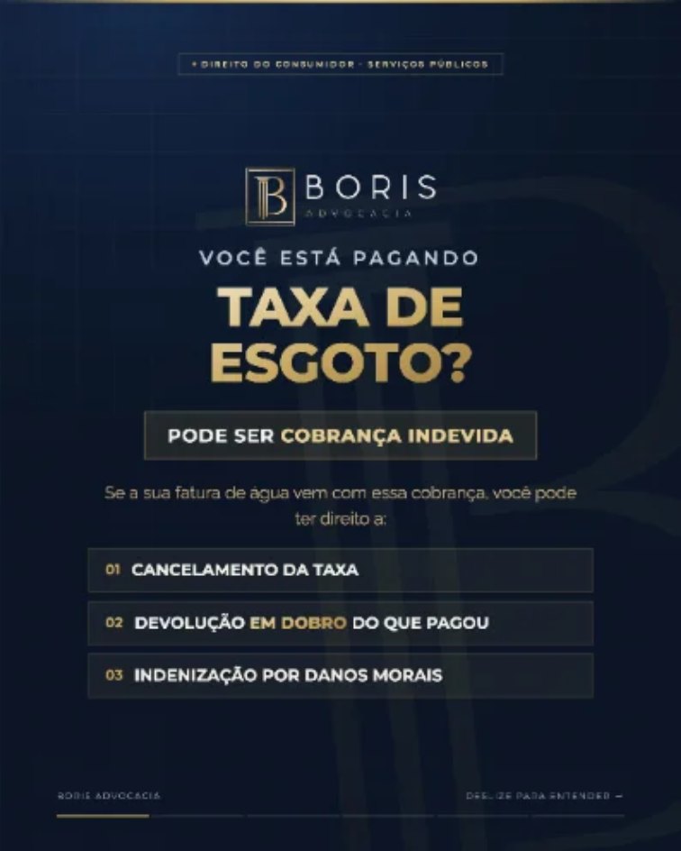 Cobrança indevida da taxa de esgoto